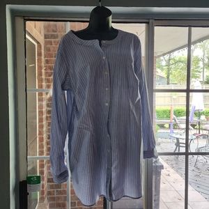 Duluth button up tunic, blue pinstripe